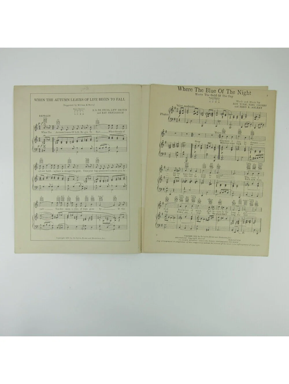 Sheet Music Where The Blue Of The Night Meets Gold Of The Day Bing Crosby 1931